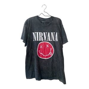 Distressed Gray Nirvana Smiley Graphic Live 93 Concert T Shirt Size XL Grunge